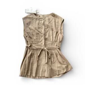 NWT D&J Women’s Pleat Belted Tank Top Size M Tan New